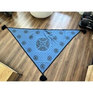 Zaxzo Women's Blue & Light Grey Charcoal Cross Triangular Shawl Wrap Merino Wool